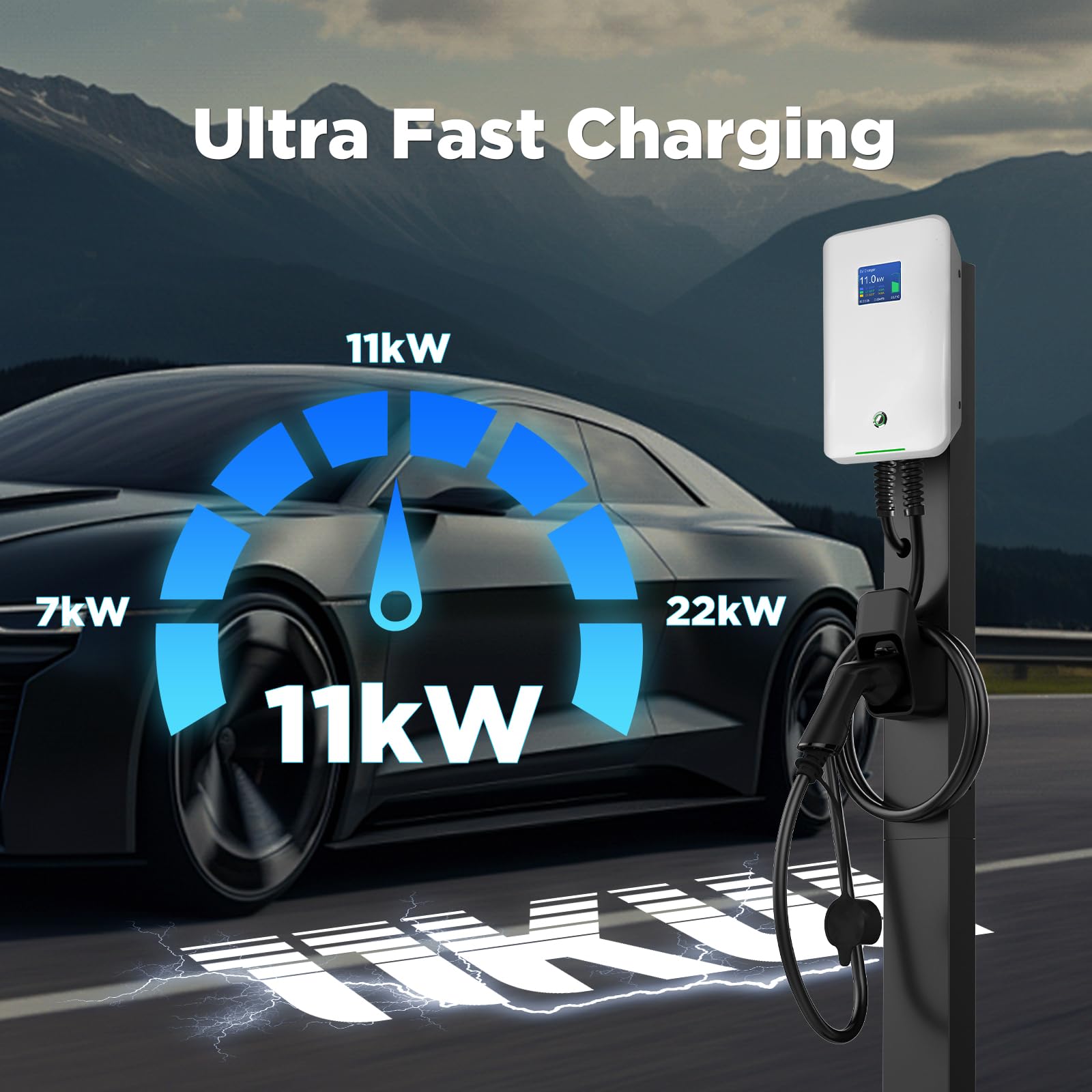 Morec 11kW trifase Stazione di Ricarica EV 16 A Tipo 2 EU Standard IEC 62196-2, Spina con Cavo di Alimentazione per Scatola di distribuzione, Portatile e Veloce da Parete, 6,1 m