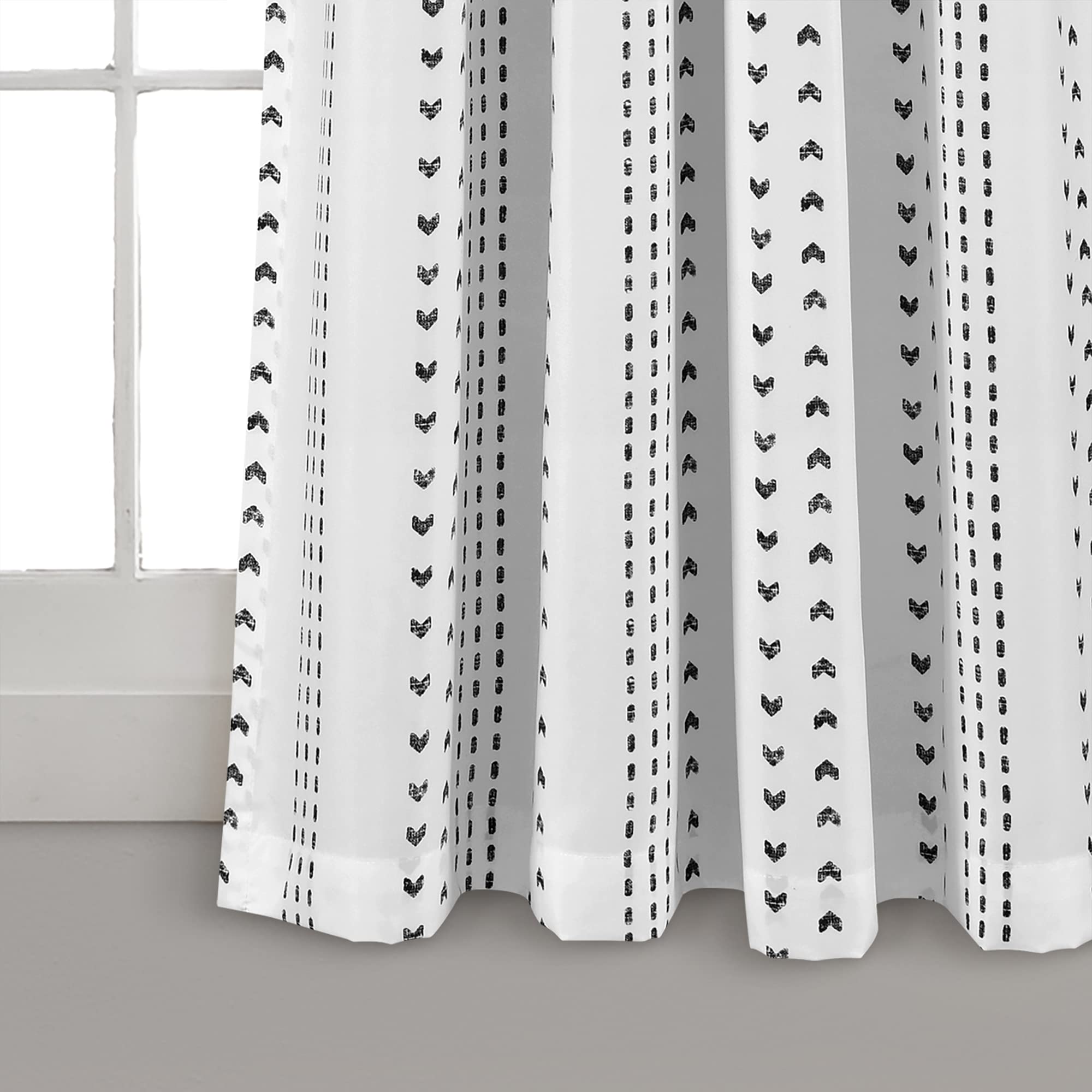 Lush Decor Hygge Stripe Window Curtain Panel Pair, 63" Long x 52" Wide, Black & White, W 52" x L 63" (2 Panels) - Image 3