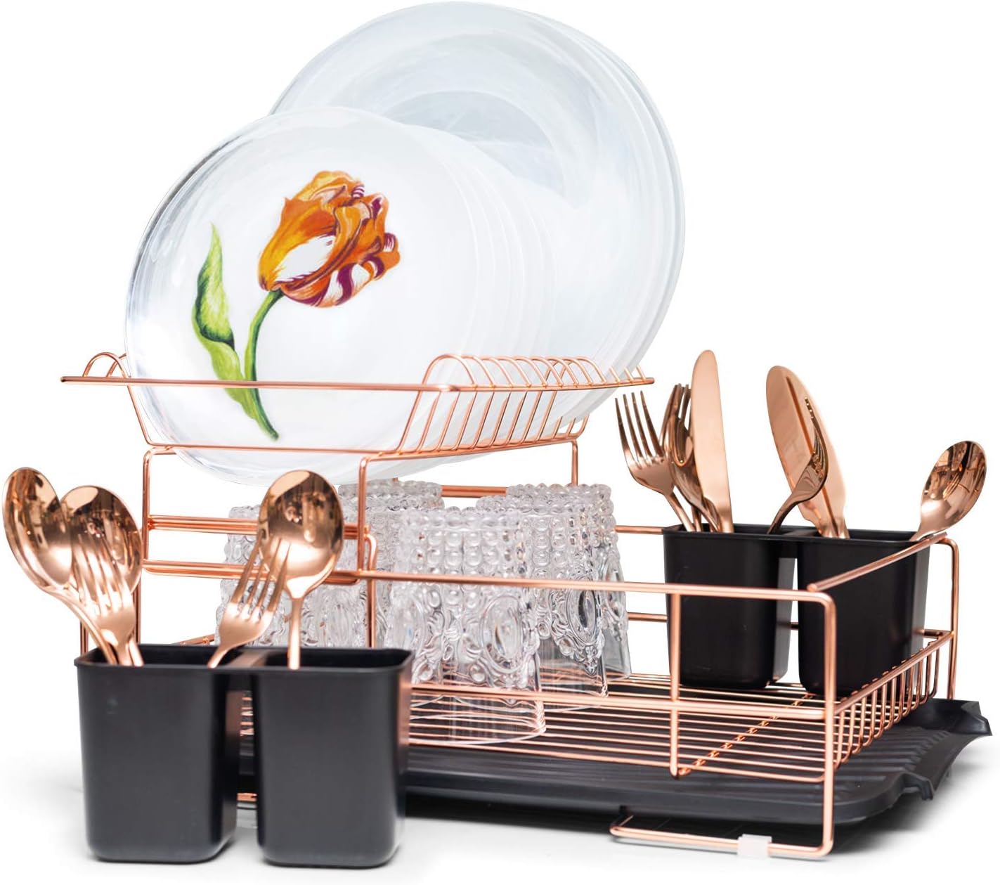 Amazon.com: Copper Drying Rack, 2 Tier Dish Drying Rack - Large Dish ...