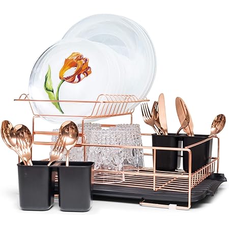 Amazon.com: Copper Drying Rack, 2 Tier Dish Drying Rack - Large Dish ...