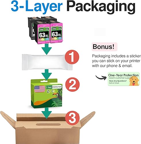 Miniatura 6 de Limeink Cartucho de tinta remanufacturado de repuesto para HP Ink 63 para HP 63xl Cartucho de tinta Combo Pack 63 cartuchos Impresoras para