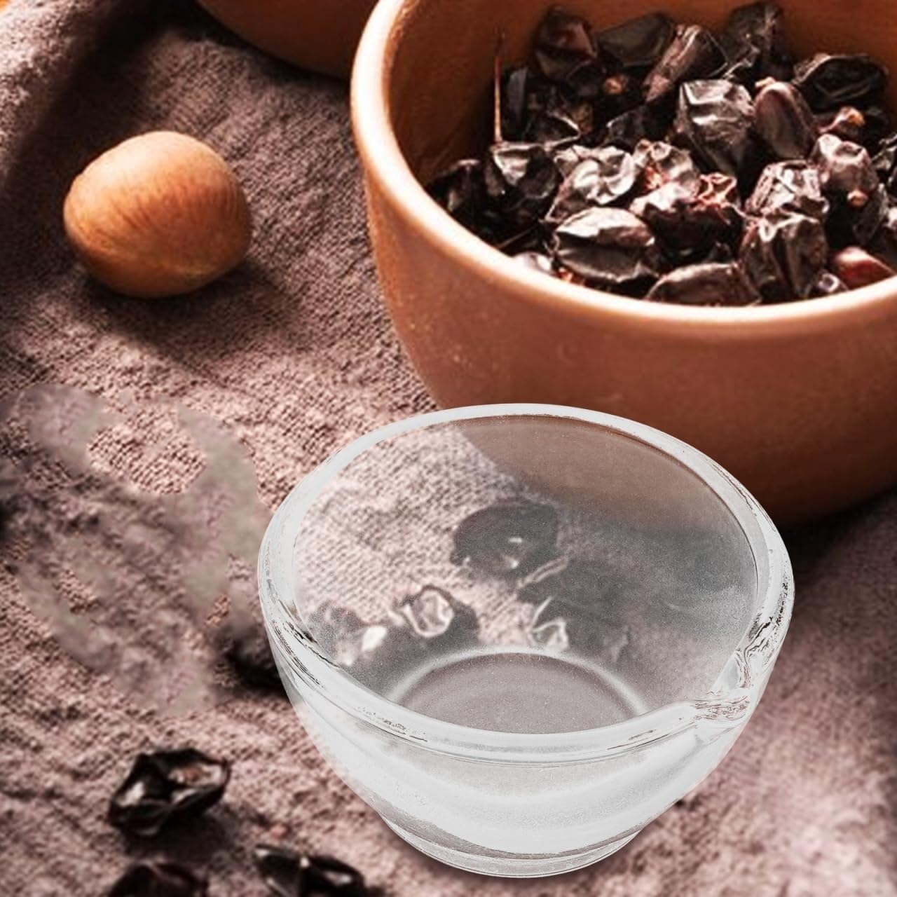 Mini Mortaio e Pestello - Ciotola da Macinazione in Vetro 60mm per Spezie da Cucina, Erbe, Prodotti Farmaceutici ed Esperimenti Chimici