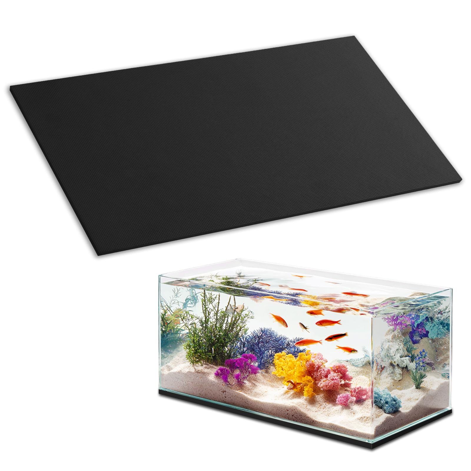 Aquarium Leveling Mat 1 Pack, 45 × 75cm Aquarium Mat Under Tank Pad, 6mm Thick Non-Slip Shockproof Fish Tank Cushion, Waterproof, Easy to Cut, Black