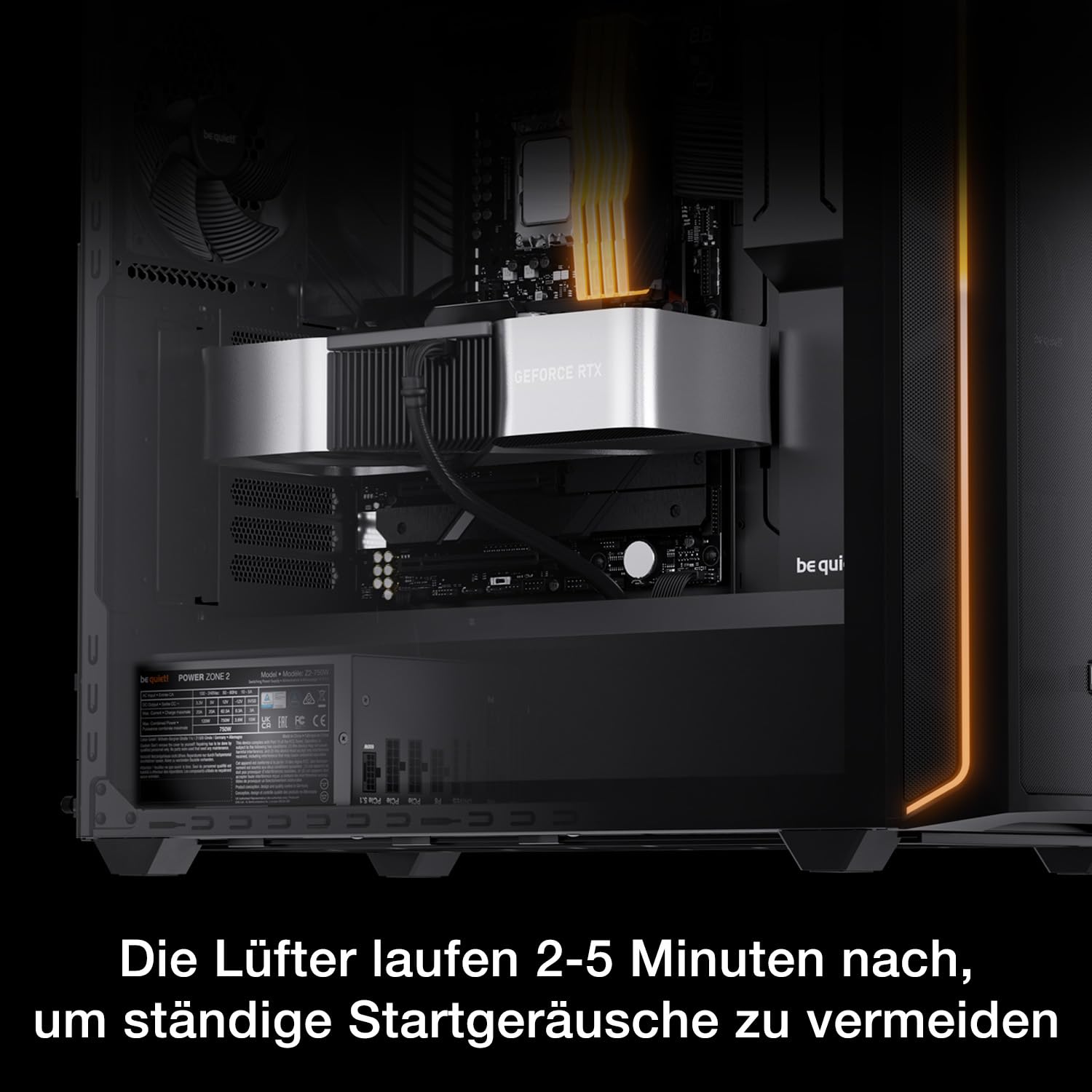 be quiet! Power Zone 2 1000W Netzteil, 80 Plus Platinum und Cybenetics Platinum Zertifizierung, semi-Passive Kühlung, Pure Wings 3 140mm Lüfter, 90° abgewinkelter 12V-2x6-Anschluss, PCIe 5.1/ATX 3.1