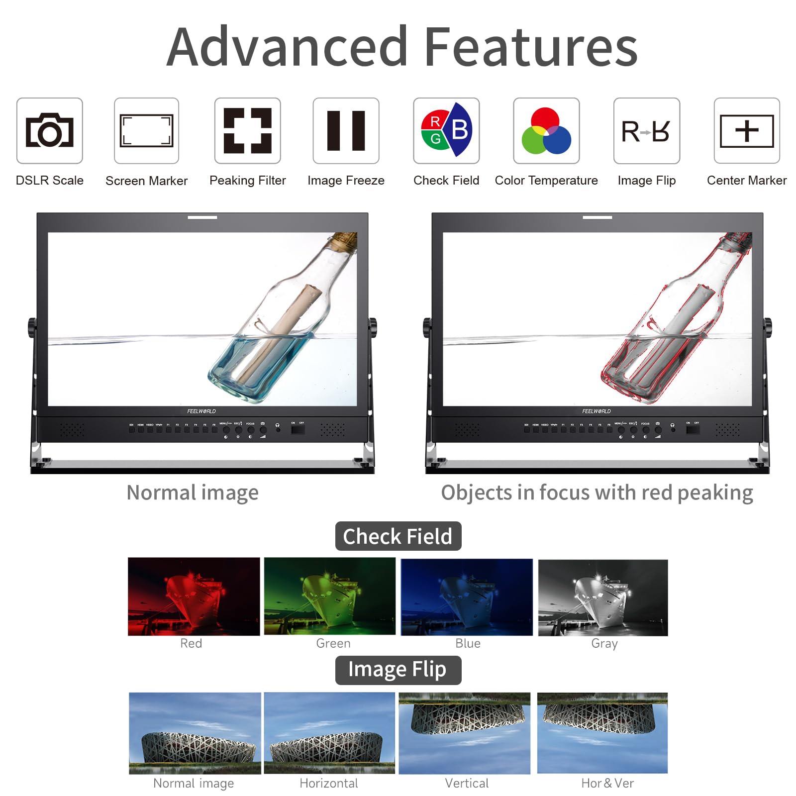 FEELWORLD P215-9HSD advanced features demonstration