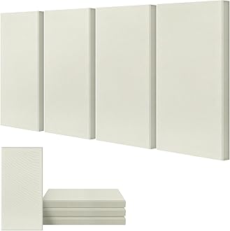 UMIACOUSTICS 4 PCS Acoustic Wall Panels, 2“ Thick 23.6" x 11.8" Fiberglass Recording Studio Acoustical Treatments Panels, Sound Absorbing Panels for Studios, Office, Home Theater. Beige