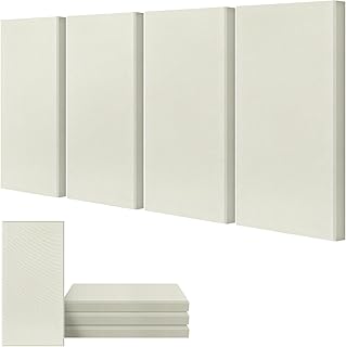 UMIACOUSTICS 4 PCS Acoustic Wall Panels, Fiberglass Recording Studio Acoustical Treatments Panels, Self-adhesive Sound Absorbing Panels for Studios, Office, Home Theater. Beige