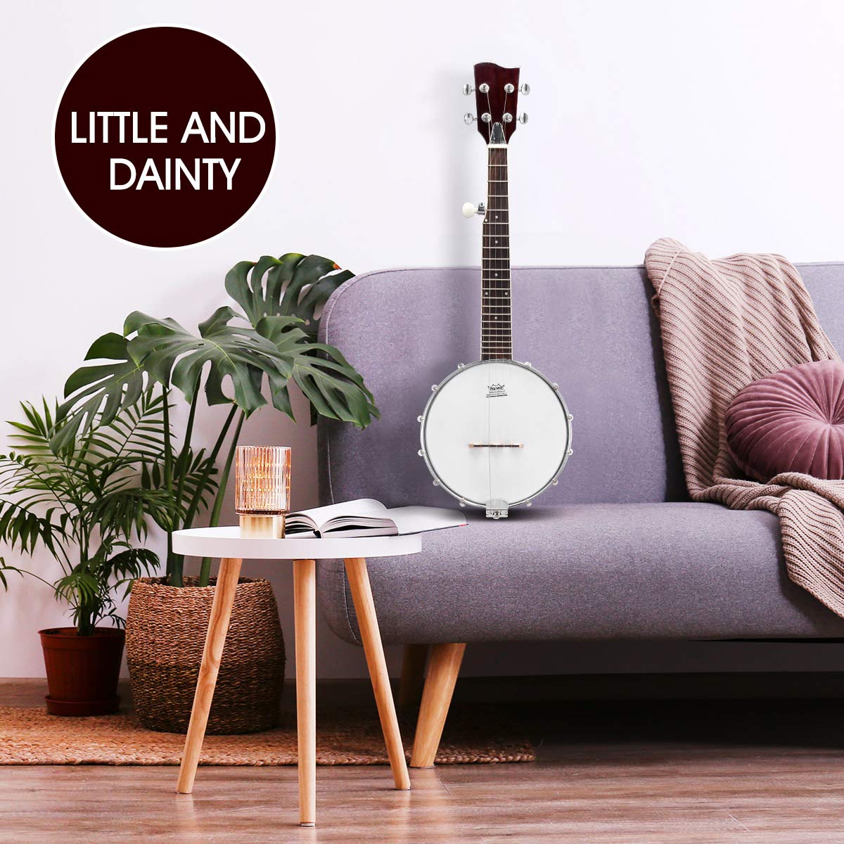Mini-Banjo, für Anfänger, 66 cm, professionelles Musikinstrument mit Tasche, Gurt, Stimmgerät, Plektren, 20 Bünde, 12 Halterungen, Geschenkpackung (5 Saiten)