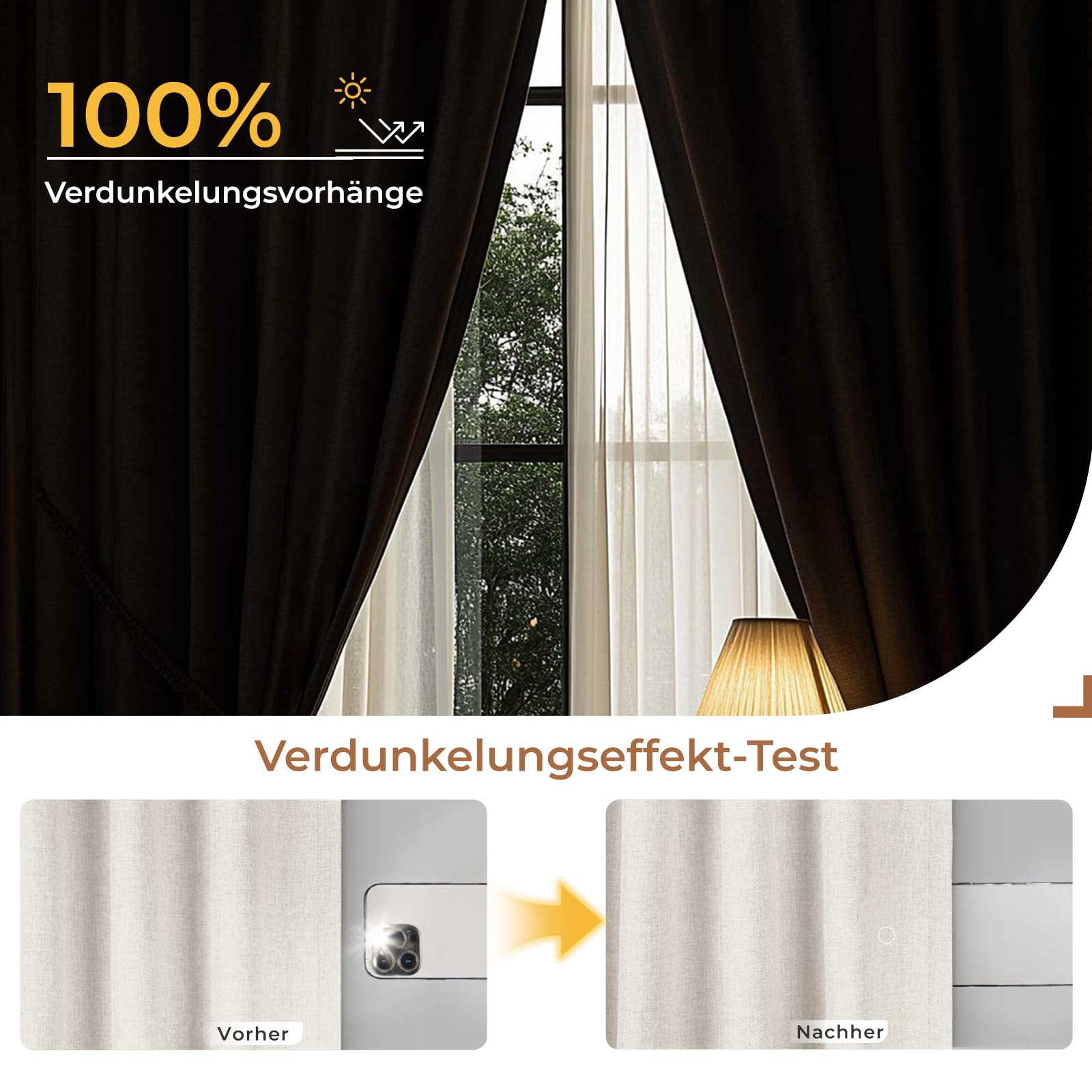 INOVADAY 100% Verdunklungsvorhänge 2 Stück 245 x 140 cm,Gardinen mit Kräuselband für schienensystem,Vorhang Blickdicht Thermovorhang Kälteschutz Vorhang,Gardinen Wohnzimmer Schlafzimmer,Beige