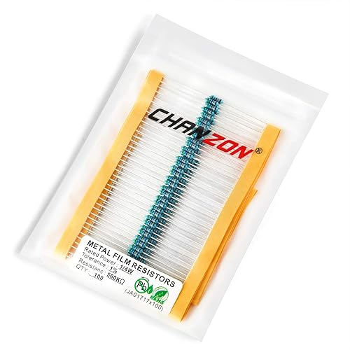 Vista 468 de Chanzon 100pcs 1/4W (0.25W) 33K Ω ohmios Resistencia fija de película metálica 0.01 ±1% Tolerancia 33KR MF Resistencias de orificio pasante