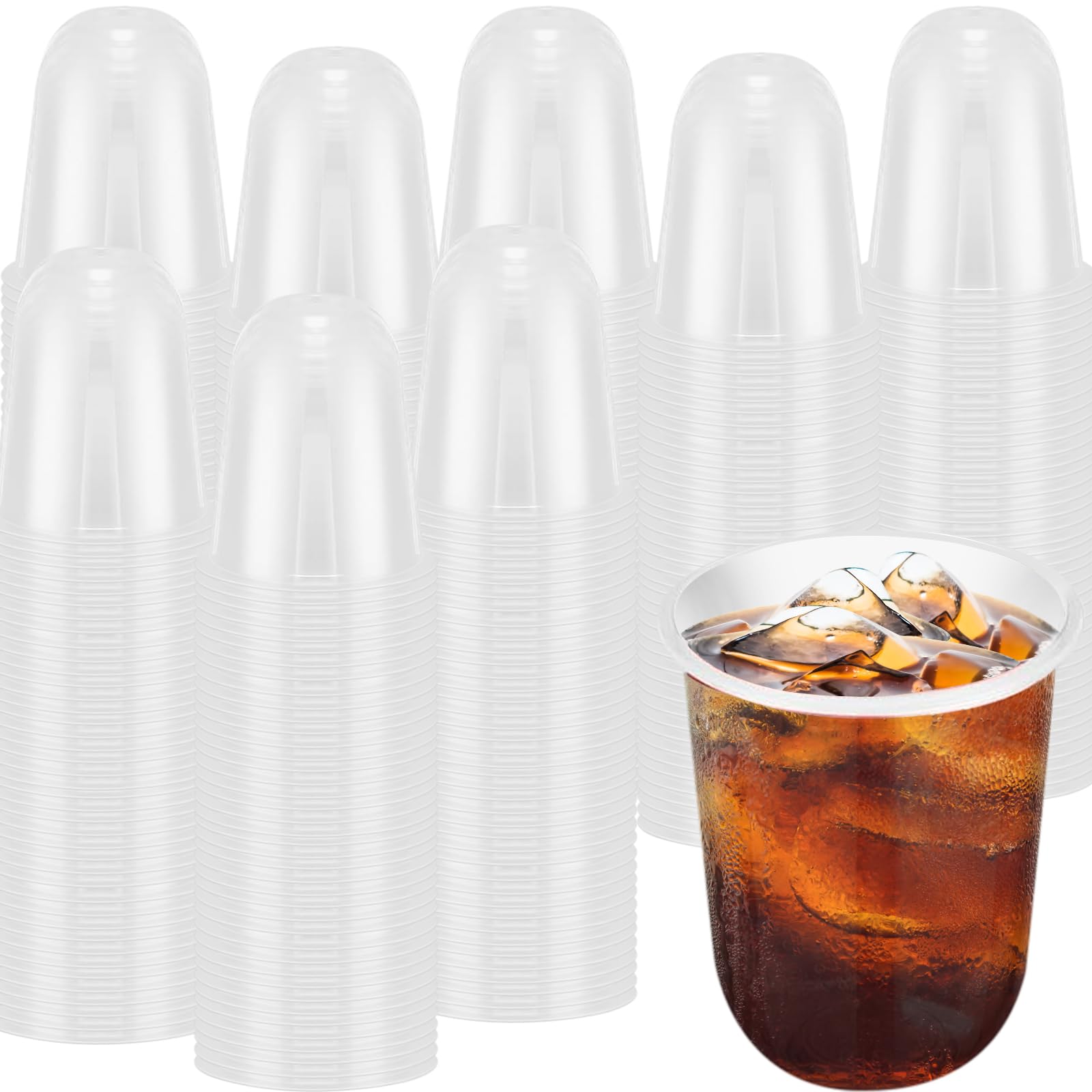 LIANGYUNZE 150 Pcs Disposable Stemless Clear Plastic Cups 16OZ NATURAL Arc Plant Based wine glasses For Parties Weddings Birthdays Cocktail BPA Free