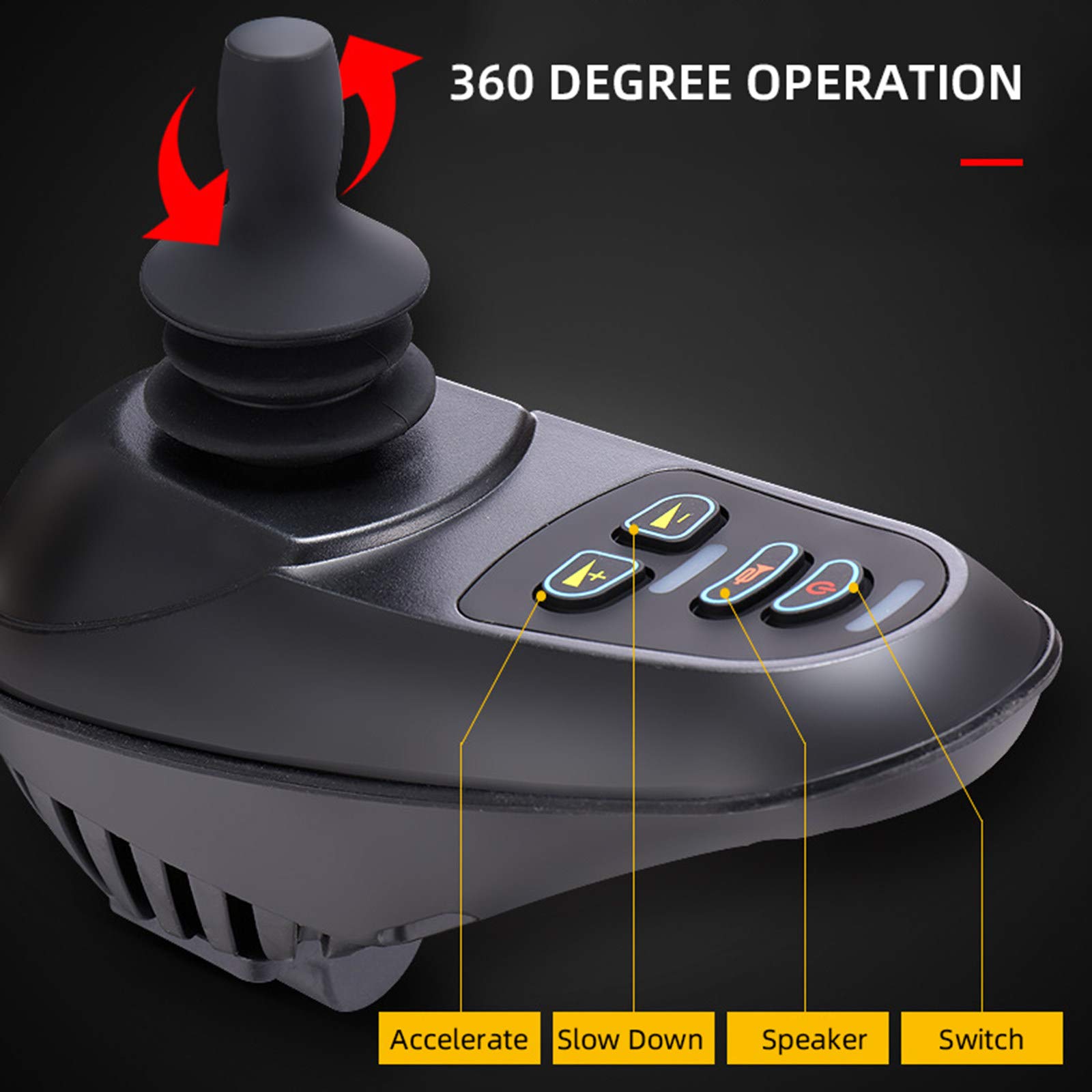 Silla de ruedas eléctrica portátil, plegable, todo terreno, 500 W, motor dual, capacidad de 100 kg, control de palanca de mando de 360° para adultos