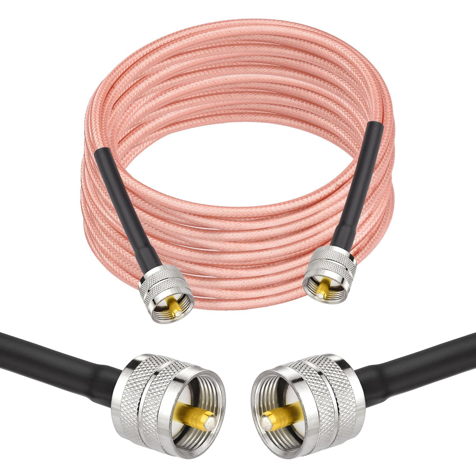 Superbat CB Antenna Cable 20ft Low Loss UHF Male PL-259 to PL259 Connectors RG142 Coax Cable 50 Ohm for Ham CB Radio Antenna Analyzer Dummy Load SWR