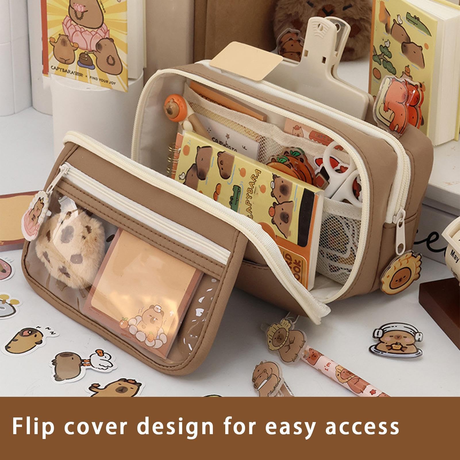 Estuche Para Lápices Capybara Transparente – Bonito Y Práctico Para Escuela Y Viaje