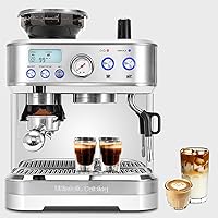 Vista 1 de Espresso Machine with Grinder, All-in-One Coffee Maker with PID Temperature Control & 15 Bar Italian ULKA Pump, Stainless Steel Barista Machine for