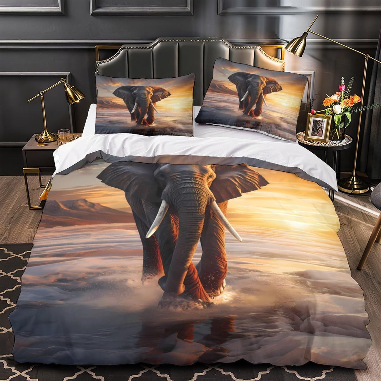 Housse de couette éléphant hypoallergénique et respirante 3D