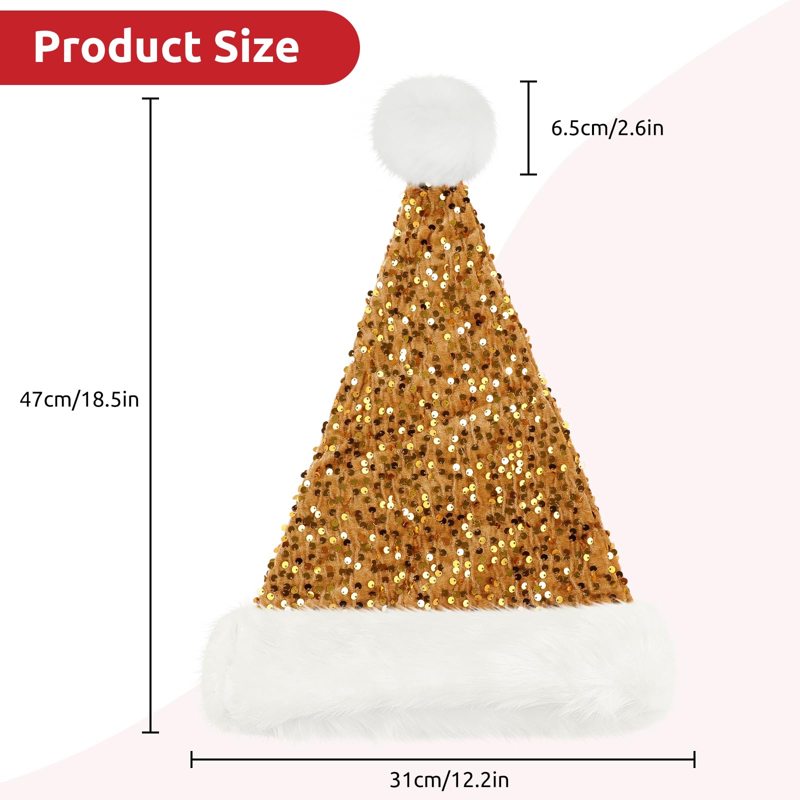 Phyxin Sombrero de Papá Noel para adultos, sombrero de Navidad con lentejuelas para mujeres y hombres, sombrero de Navidad brillante perfecto para fiestas de vacaciones