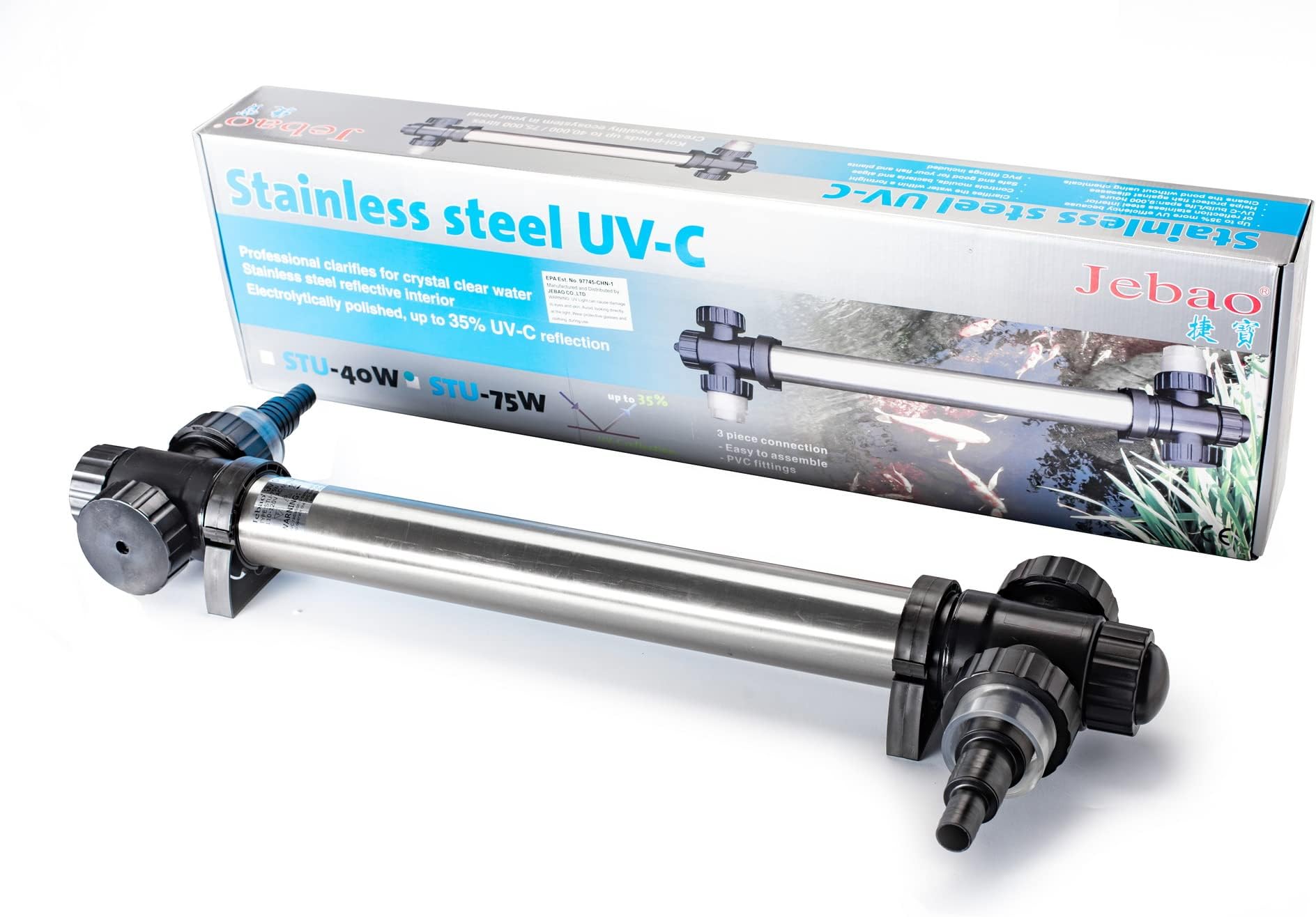Jecod/Jebao STU75 Stainless Steel 75W UV Sterilizer Up to 35,000 L Pond Clarifier