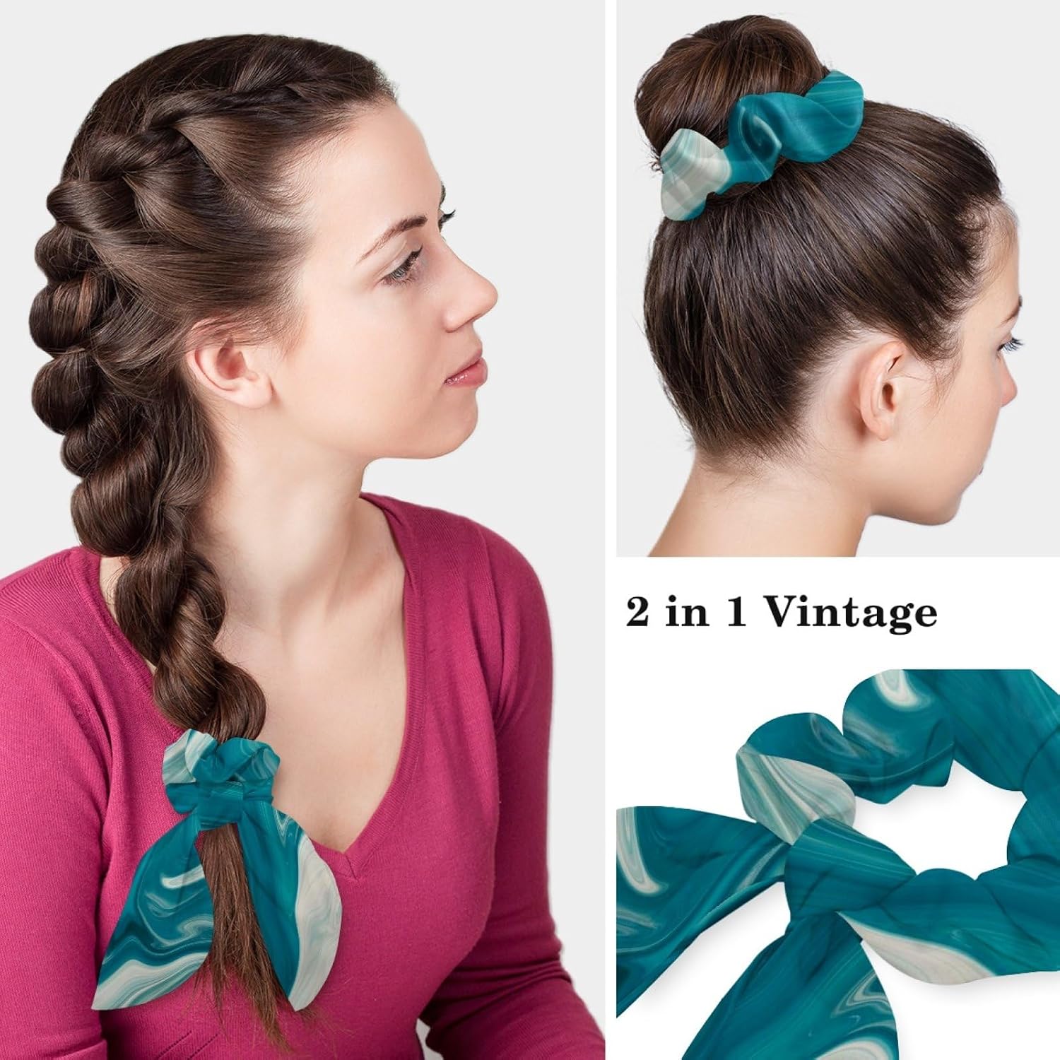 Teal Texture Scrub Caps for Women, Adjustable Surgical Cap with Buttons Sweatband, Bouffant Caps for Nurses and Doctors