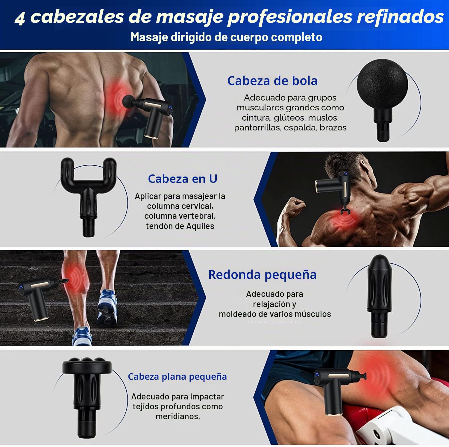 Mini Pistola de Masaje Muscular, Uplayteck Masajeador Muscular Portátil 35DB Ultra Silencioso con 6 Velocidades, 4 Cabezales de Masaje, Masajeador de Mano para Relajar Los Músculos Aliviar
