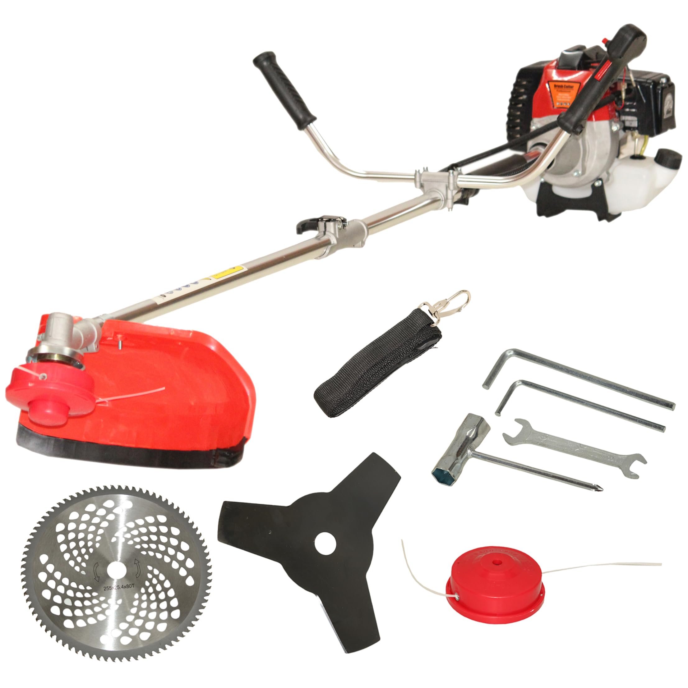 Digital Craft 43cc 2-Stroke Side Pack Brush Cutter with Adjustable Telescopic Handle, Extra Power High Torque Engine, 80T Heavy Duty Blade, 3T Metal Cutter & Tap Go Head for Grass Lawn Cutting-image-24