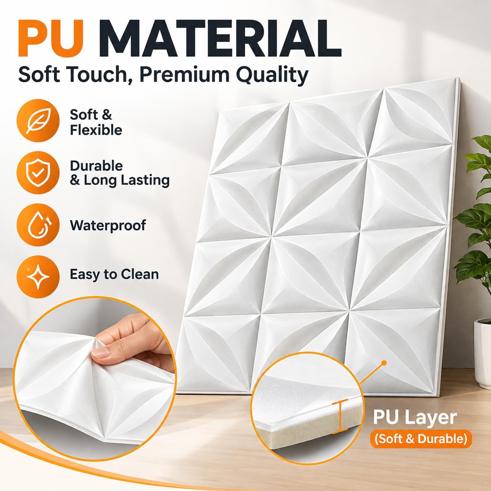 Paneles Decorativos para Pared 3D Impermeables Cobertura de 0,72 M²