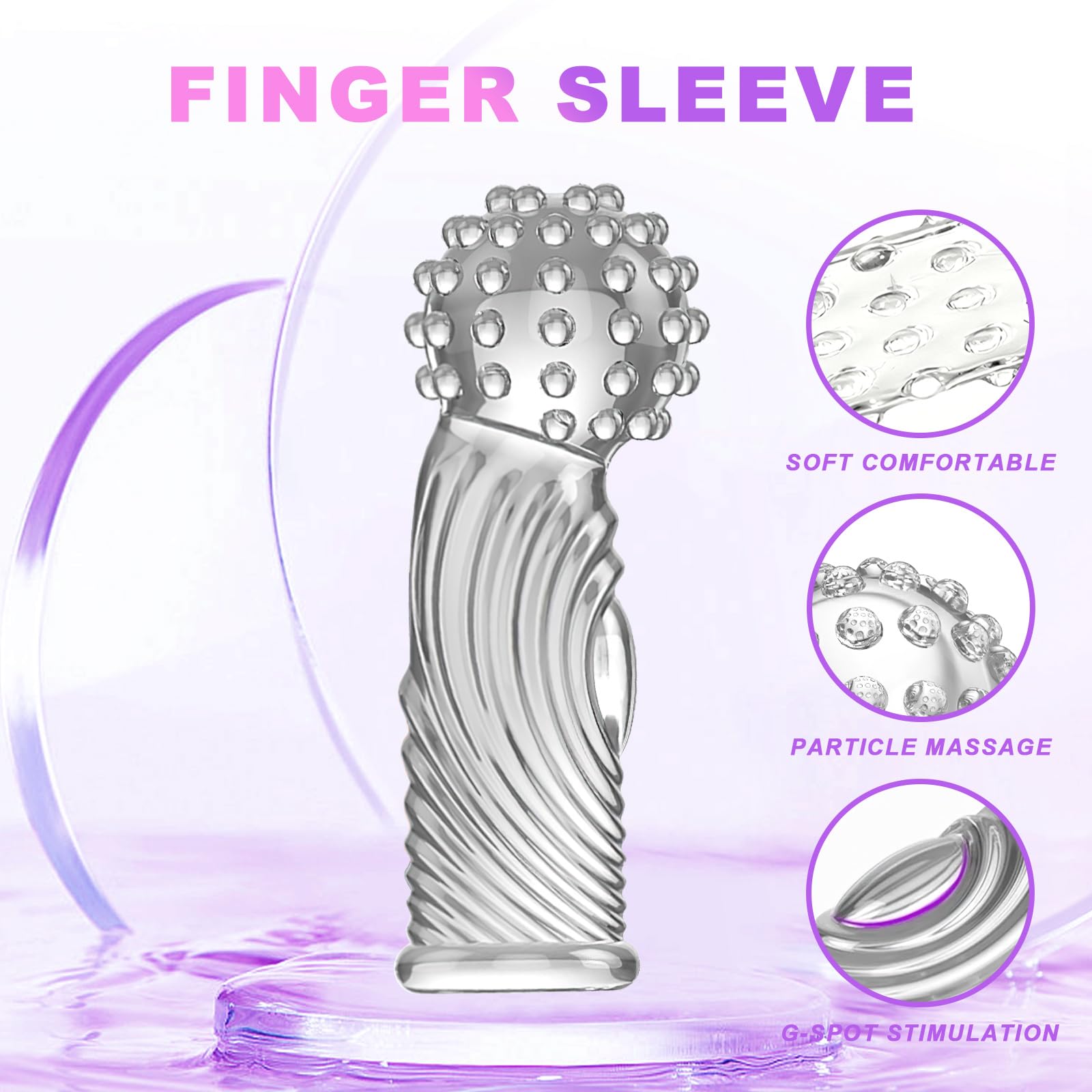 Qoosea 4 pezzi Manicotti per Dita per Coppie, Manicotti per Massaggio alle Dita Punto G, Copertura per Dita Facili da Trasportare Sex Toy(Trasparente)