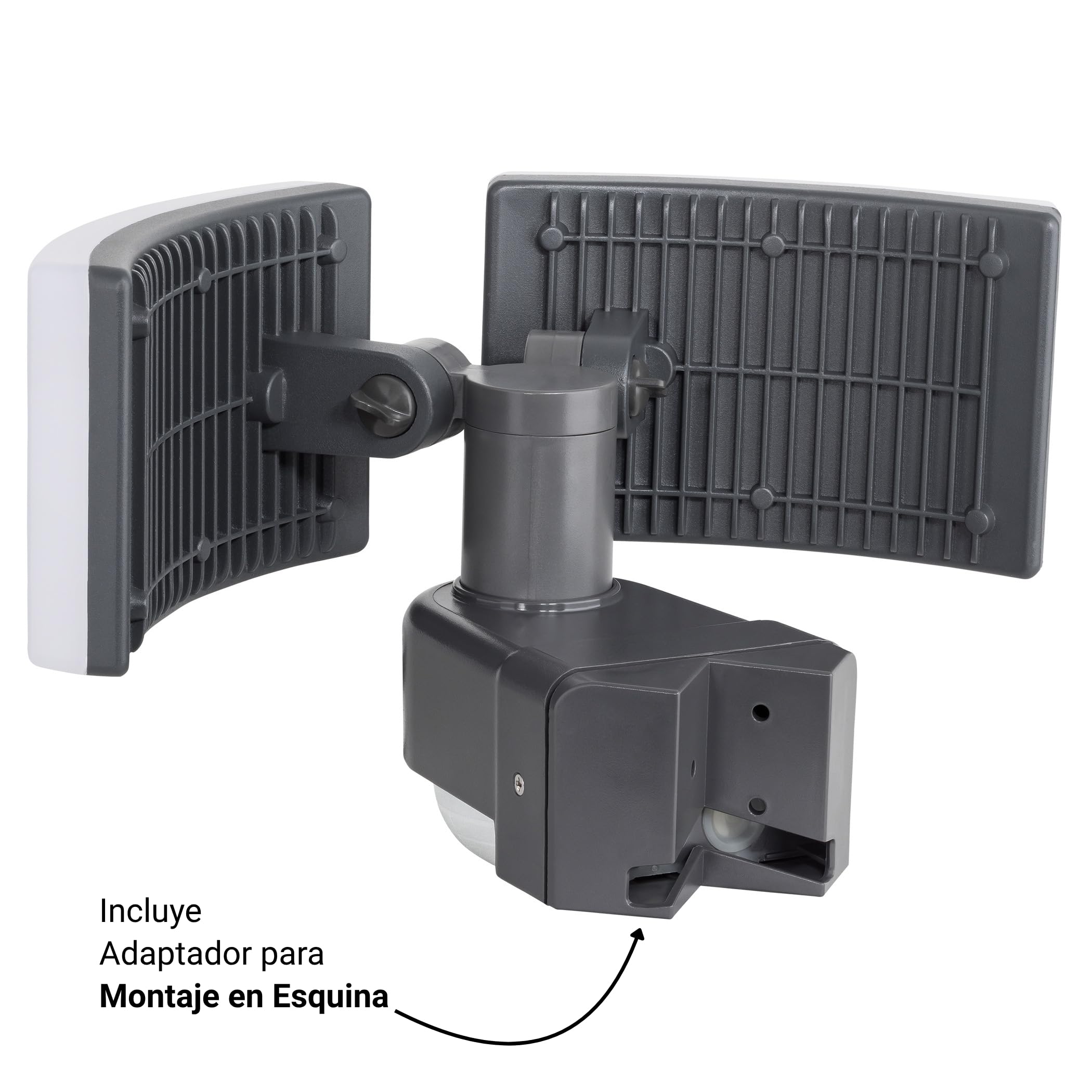 SEBSON LED Lampara Exterior con Sensor Movimiento, Montaje en Pared/Esquina | Iluminacion Exterior 10m/240°, IP65, 40W, 3.500lm, 5.800K - Dos Focos