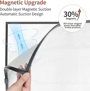 Magnetic Window Screen - DIY Window Screen Anti Mosquito Mesh Window Screens for House Windows Magnetic Screen Window Adjustable Net Fiberglass Fine Screen with Grey Mesh (51''x59'')