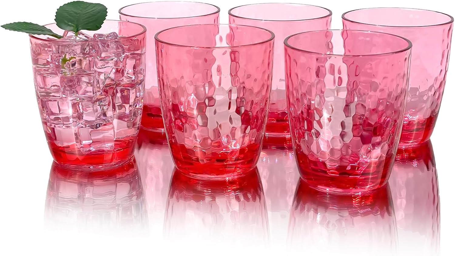 Set of 6 Hammered Style 15-ounce/430ml Acrylic Glasses Plastic Tumbler,BPA Free,Dishwasher Safe (Teal)