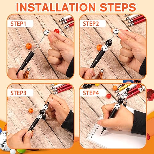 Miniatura 4 de Vellibring Juego de 20 bolígrafos deportivos de cuentas con cuentas surtidas de bolas deportivas con cuentas de bolas deportivas de cristal,