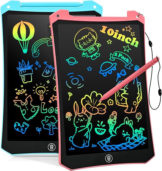 BlueSwan 2 x Children's Drawing Tablets, 10 Inches, LCD Magic Tablet for 2-13 Years, Travel Toy on Airplane or Car, Back to Home, Birthday, Christmas (Blue) - 1