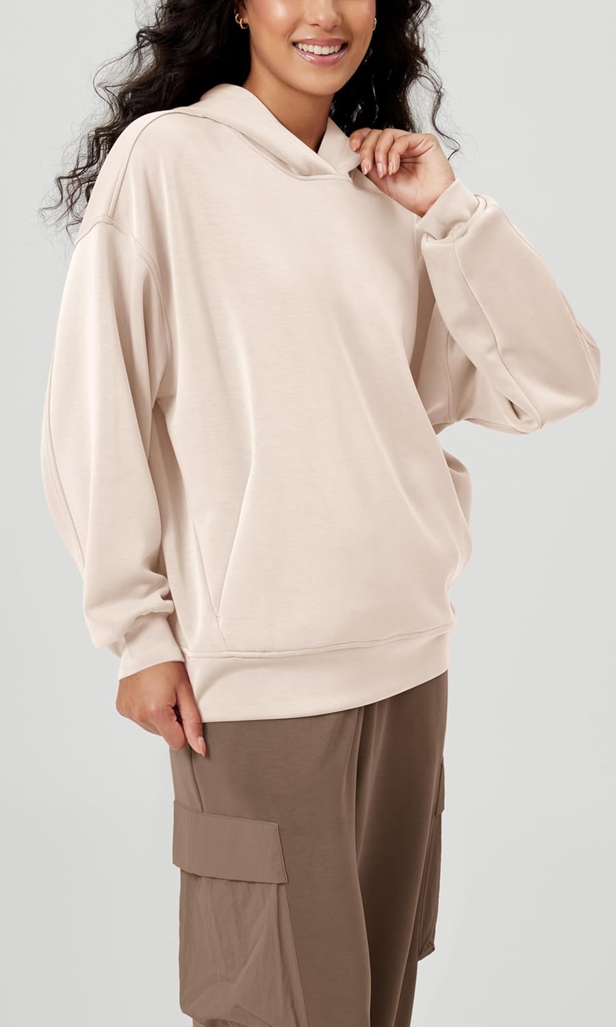 ODODOS Women's Modal Soft Oversized Hoodies Long Sleeve Hooded Sweatshirts Pullover Top with Kangaroo Pocket - Image 3
