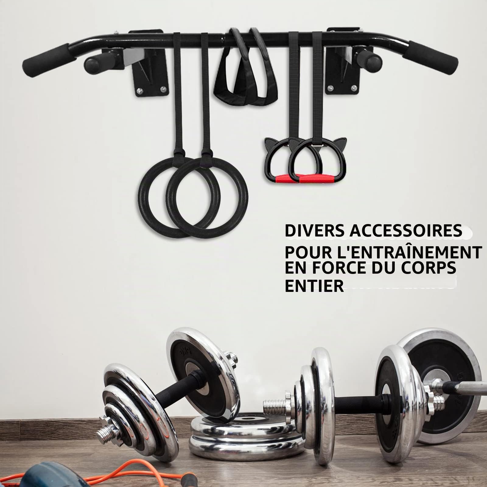 Barres de Traction Murale avec Poignées en Mousse, Barre de Traction Fitness Musculation, Fixation Mural Barre d'exercice, Pull Up Bar Workout Bracket Bar pour Maison Gym Exercices Entraînement
