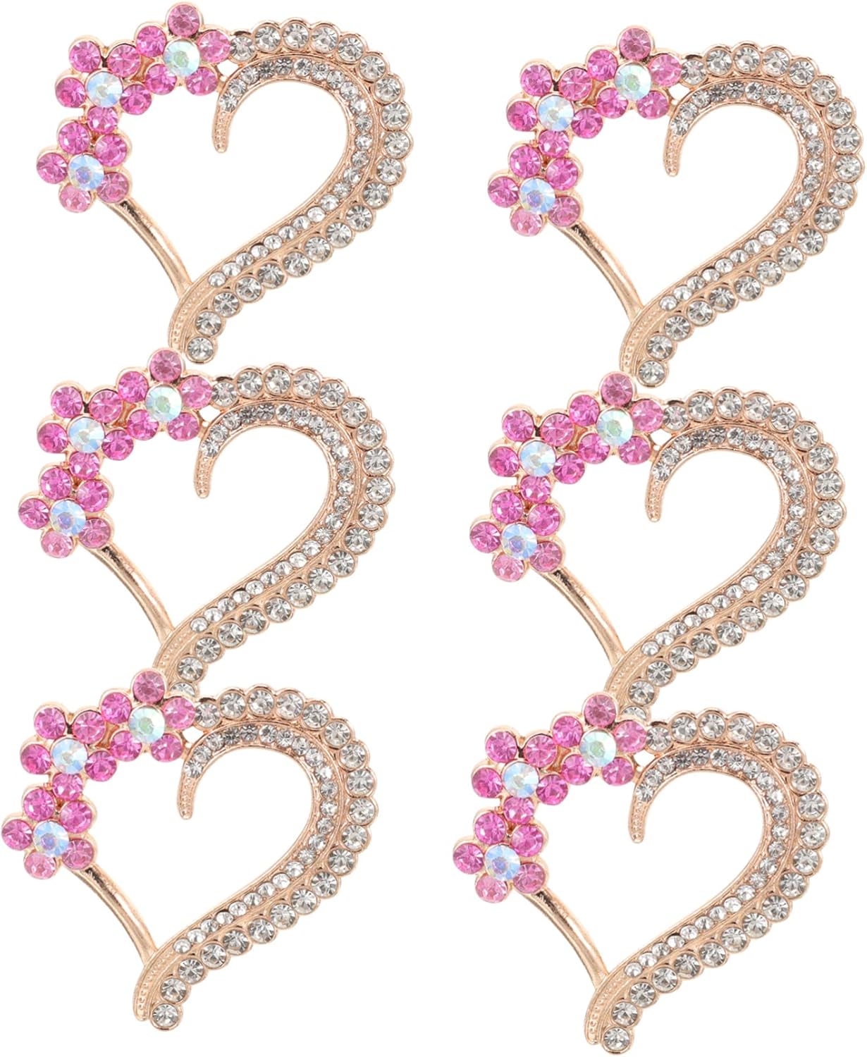 Lurrose 10Pcs Heart Shaped Rhinestone Alloy Decorative Patches for Clothing Shoes and DIY Craft Projects Elegant Embellishments for Fashion Accessories