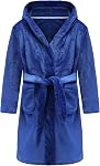 Kids Robe Boys Hooded Fleece Sleep Robe Girls Soft Bathrobe