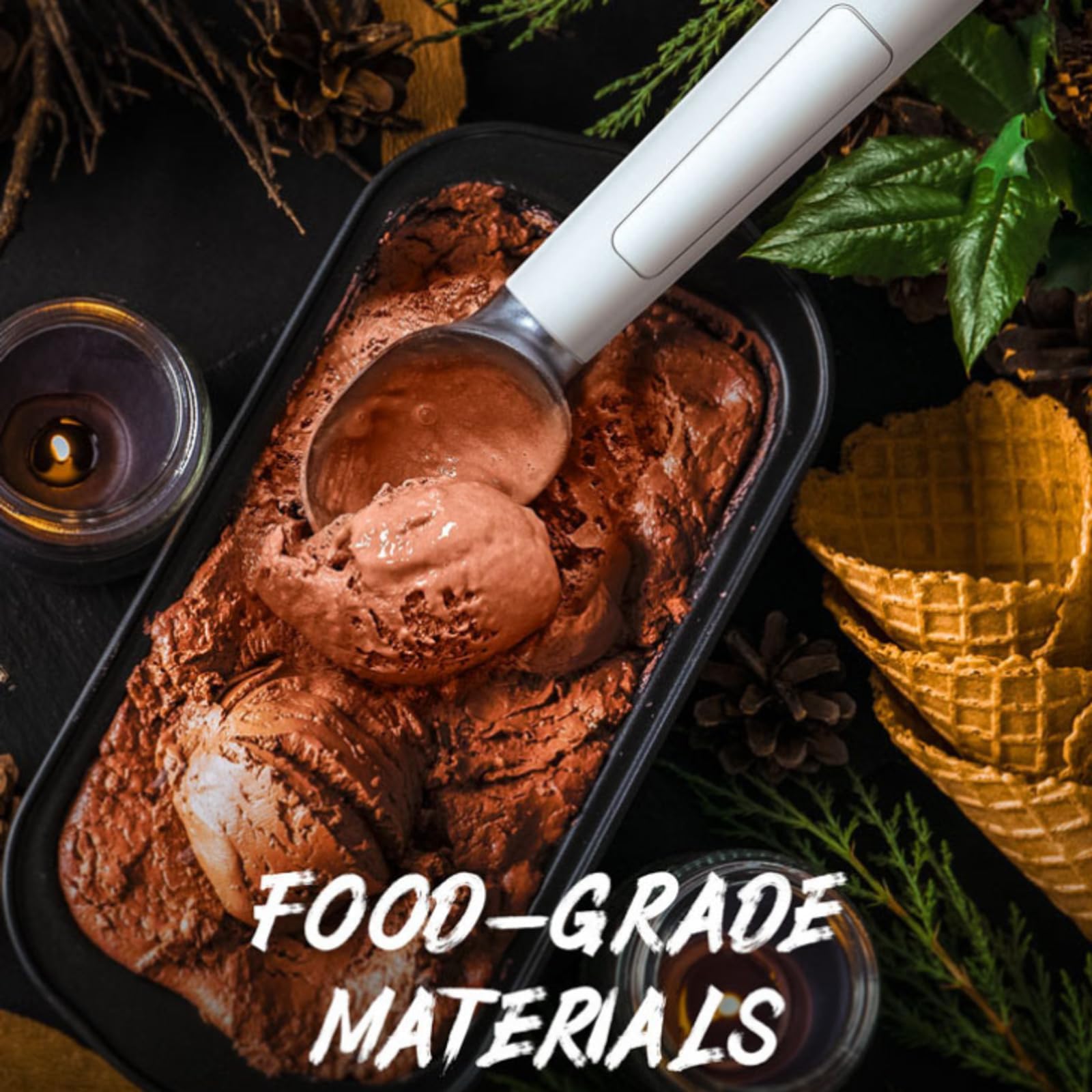 Cuchara de helado calentada, cuchara eléctrica USB con calefacción automática, pantalla LED, temperatura ajustable, mango ergonómico para uso doméstico y profesional