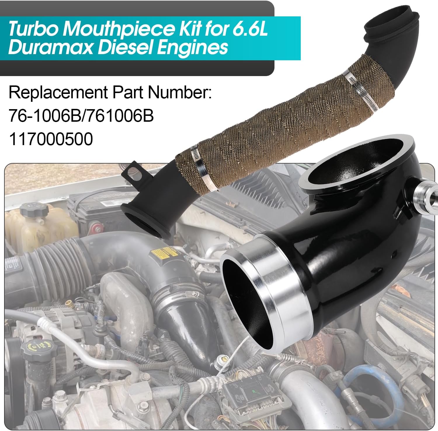 6.6 Turbo Mouthpiece, LLY Engine Turbo Mouthpiece Fits for Duramax 6.6L LLY 2004.5-2010, Inlet Manifold Intake Elbow for Chevrolet for GMC Sierra Trucks with 117000500 Pipe