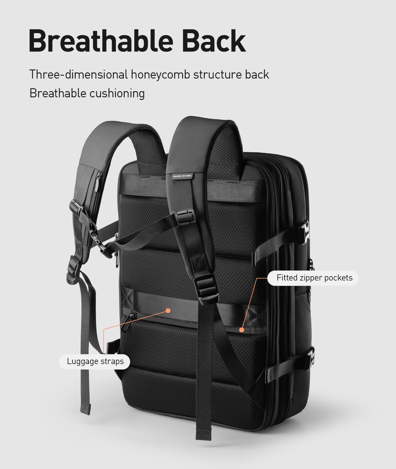 MARK RYDEN Business Rucksack Erweiterbar 20L-35L Hydrophobes Gewebe zum Mitnehmen Laptop für 17,4-Zoll-Laptops, Diebstahlschutz, fluggeprüfter Handgepäckrucksack für Wochenendtrips