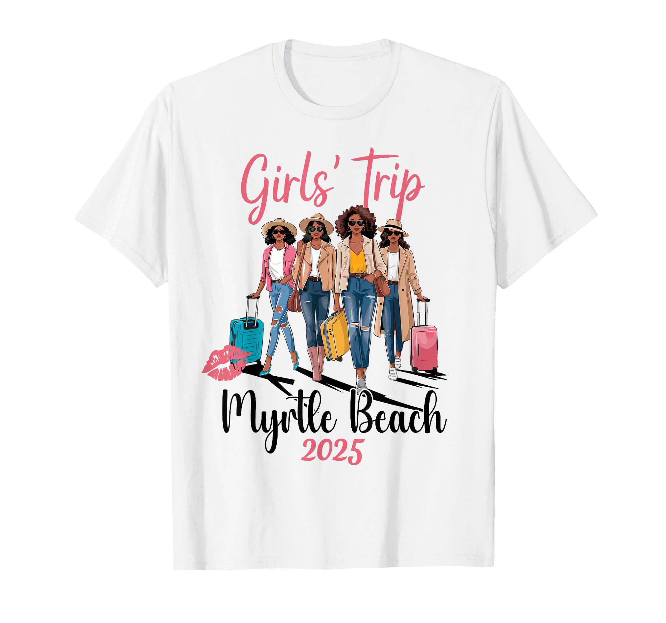 Black Girls Trip Myrtle Beach 2025 Vacation Birthday Melanin T-Shirt