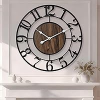 Tixmtry 20 Inch Silent Metal Wall Clock Retro Farmhouse Decor Non-Ticking Battery Operated Large Clock for Living Room Bedroom Kitchen
