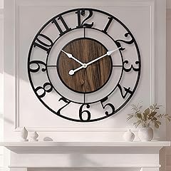 Large Metal Wall Clock, 24 Inch Retro Decorative Silent, Non Ticking, Battery Operated Modern Big photo Large Metal Wall Clock, 24 Inch Retro Decorative Silent, Non Ticking, Battery Operated Modern Big