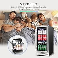 Vista 4 de Tylza 15 Inch Beverage Refrigerator, 130 Cans Quiet Beverage Fridge, 15'' Beverage Cooler Under Counter with Glass Door and Lock for Built-in or