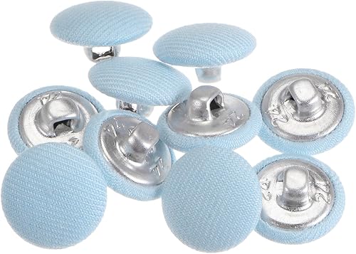 HARFINGTON 10 botones de tela de 24L cubiertos de tela de 0.59 pulgadas (0.591 in) botones de costura de vástago de metal redondo para trajes blusas