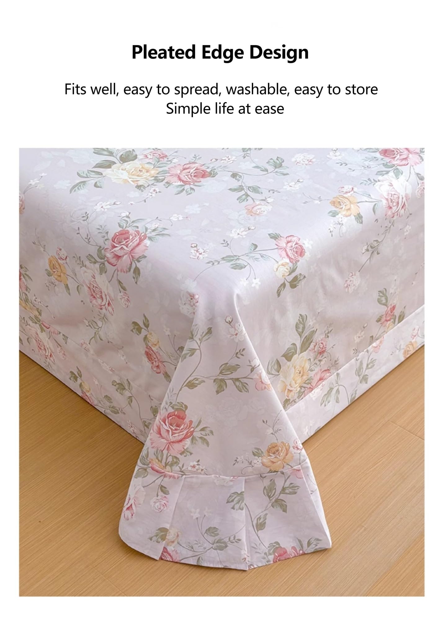 Bettlaken Ohne Gummizug Betttuch Laken 100% langstapeliger Baumwolle 160/210x230cm 245/265x245cm weiches atmungsaktives Flaches Laken(Flower N,265x245cm)