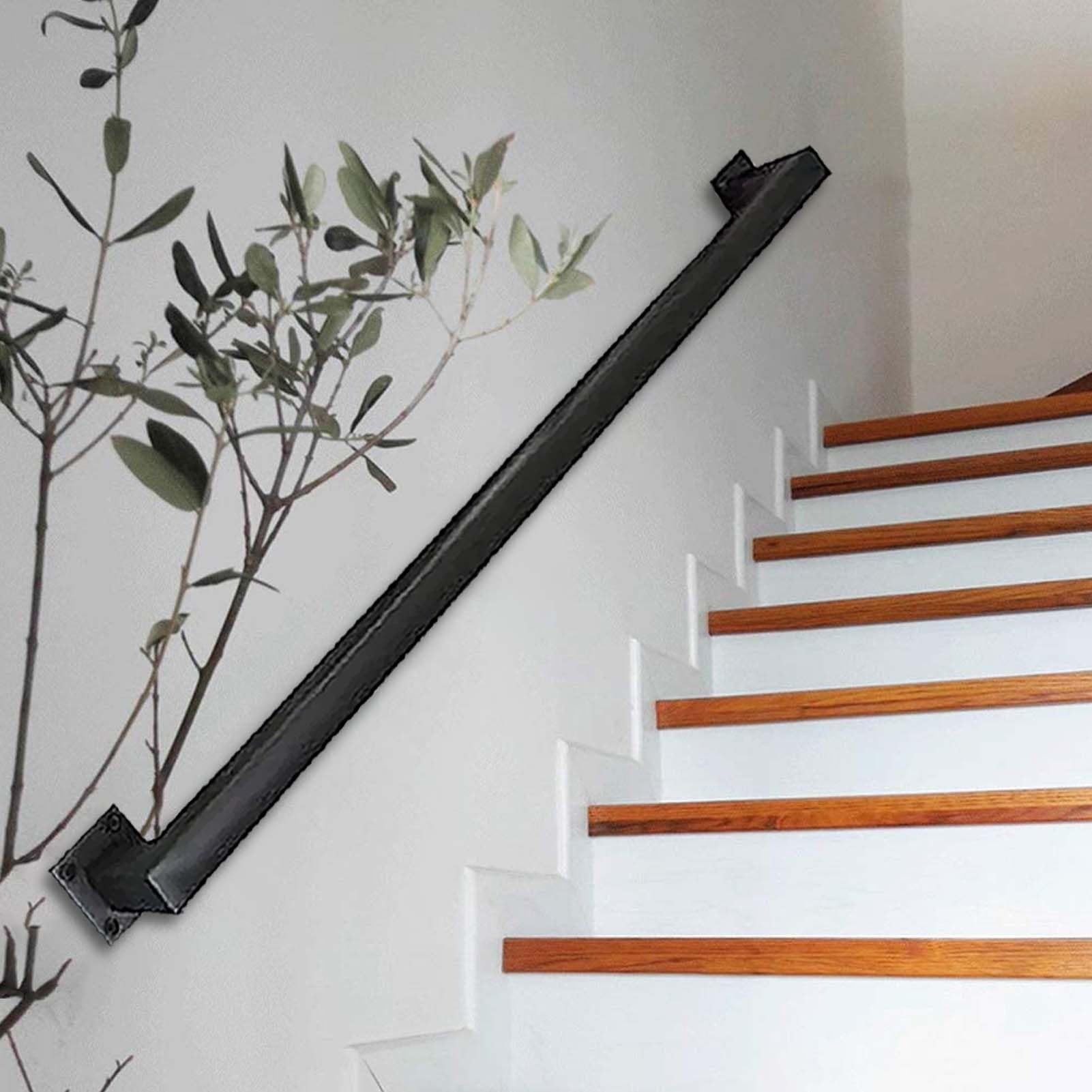 Vierkantrohr-Handlauf für Treppen mit Wandhalterungen und Metallschraube, Moderne Stützstange aus Schmiedeeisen, Industrielles Treppengeländer für Innen- und Außenstufen, Sicherheit, Rutschfest(250cm)