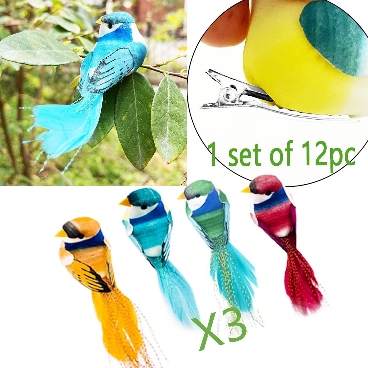 Juego de 6 plumas artificiales vibrantes de pájaro - Titirijíes de * larga, para decoración * y * adornos colgantes realistas, decoraciones navideñas Juego de 6 plumas artificiales vibrantes de pájaro - Titirijíes de * larga, para decoración * y * adornos colgantes realistas, decoraciones navideñas