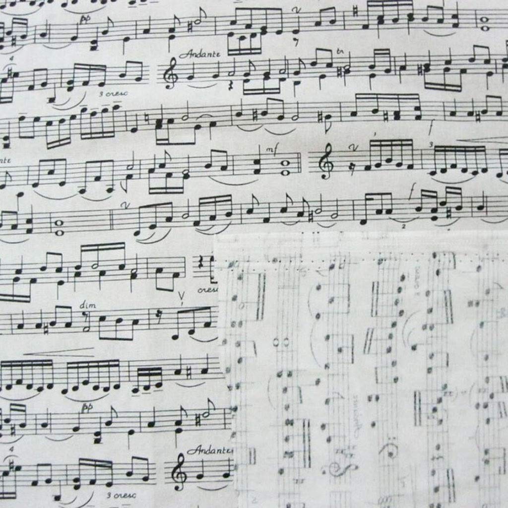 Bu 1pcs 110cm Largo Classic White Musica Tessuto di Cotone Nota Musicale Shirt Stampata del Tessuto di Cotone Cucito Fai da Te Patchwork Abbigliamento Tessuto (Color : 110cmx200cm)