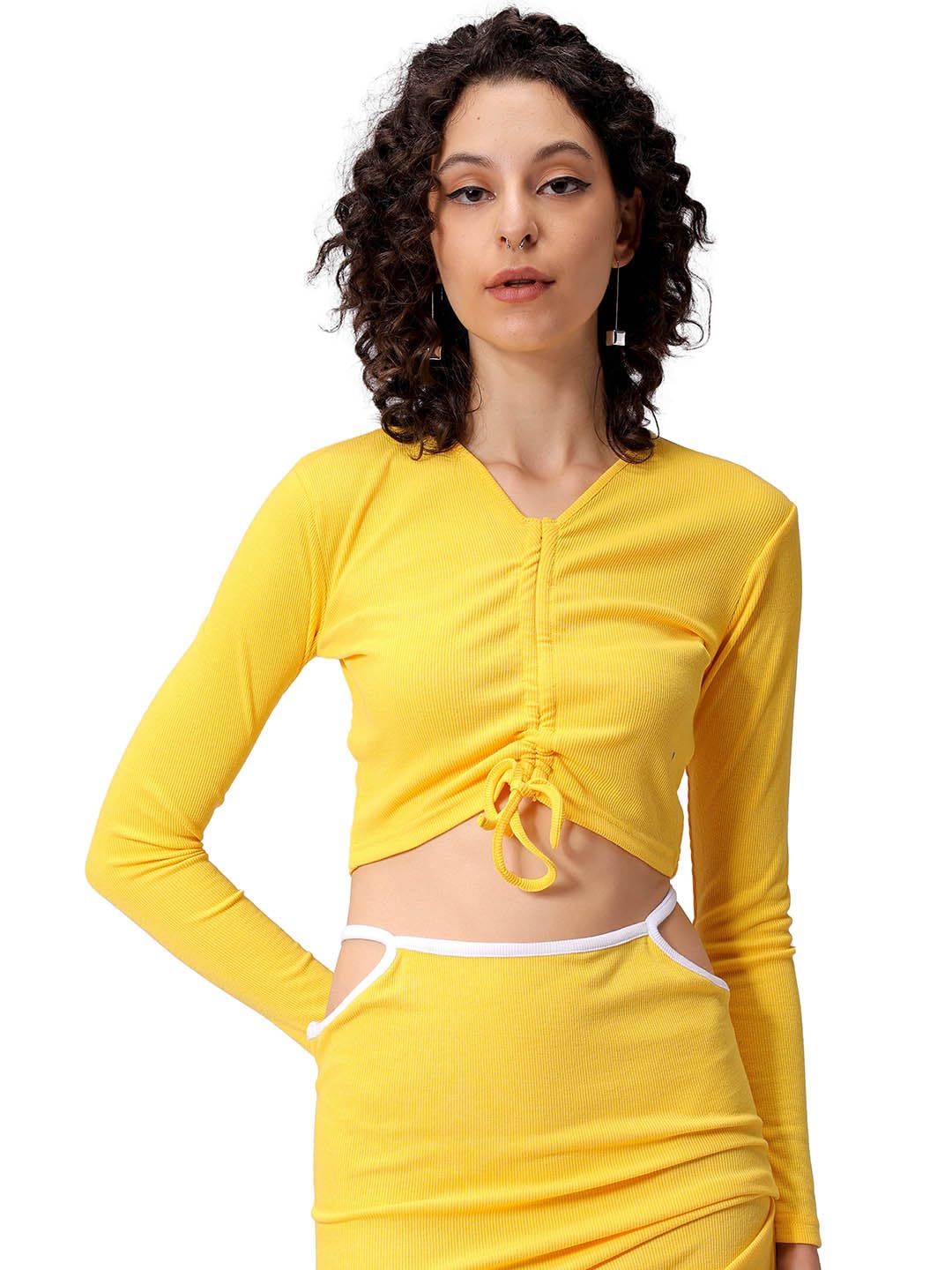 freehand by The Indian Garage Co Women Fitted Casual Solid Ruched Top-picture-43