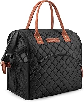 LOKASS Insulated Lunch Bag for Women & Men - Reusable 10 L Lunch Box for Women - Leakproof Tote Cooler Bag for Adults Work, Beach, Travel, Picnic (Black)